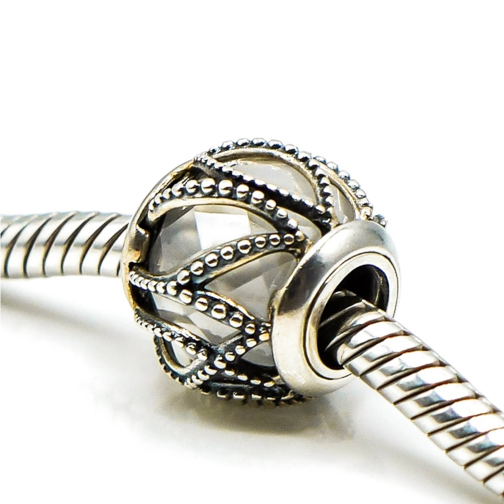 PANDORA Silver Intertwining Radiance Sterling Silver Charm 791968CZ - Picture 5 of 6